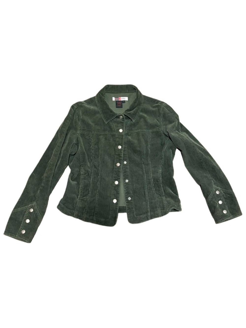 Live a Little - Women's Medium Green Corduroy Snap Button-Front Jacket